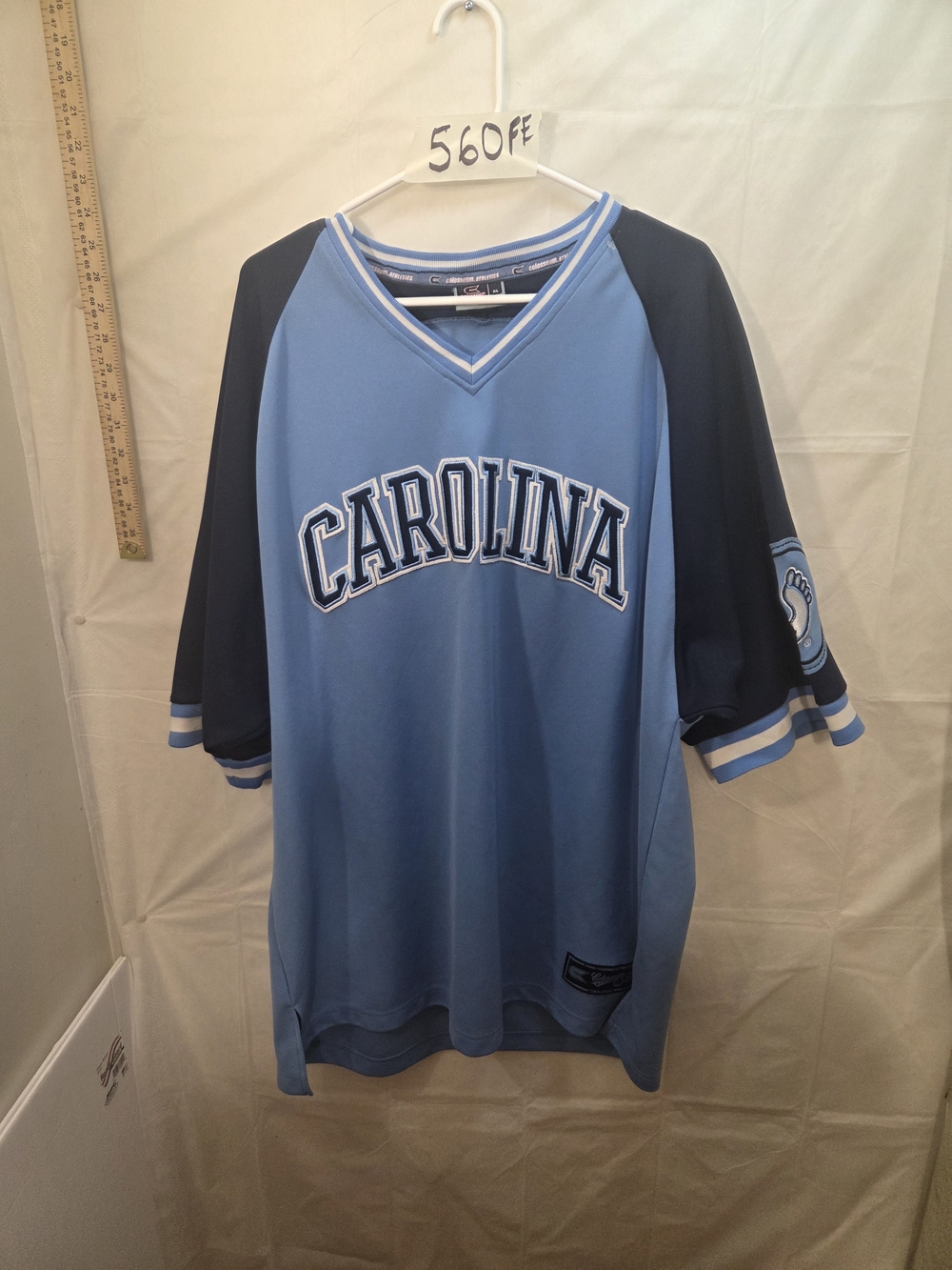 Vintage Colosseum Carolina Two-Tone Light Blue & Navy V-Neck Jersey Hard To Find